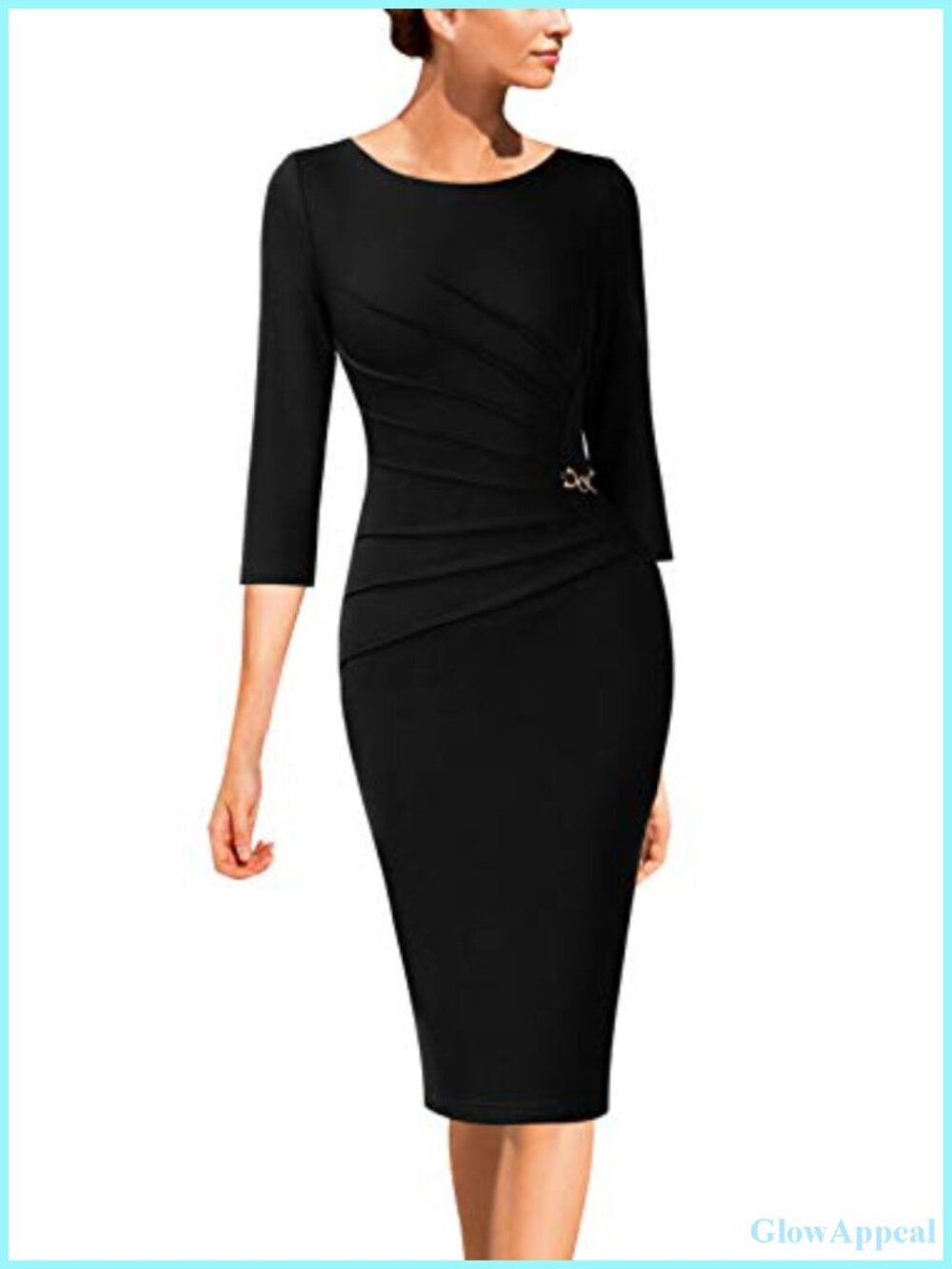 VFSHOW Elegant Ruched Slim Work Office Business Casual Bodycon Dress